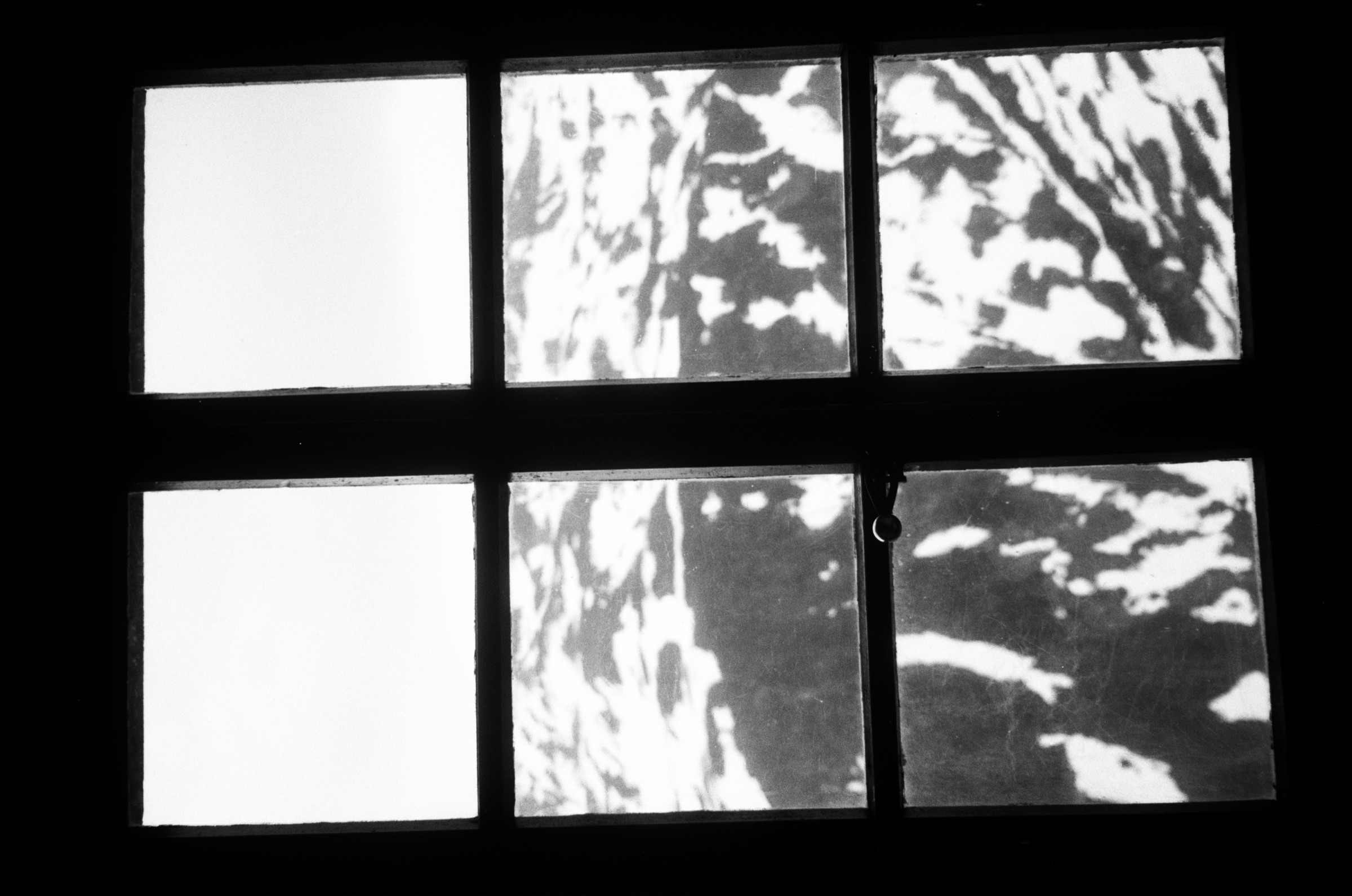 A window at night, black and white