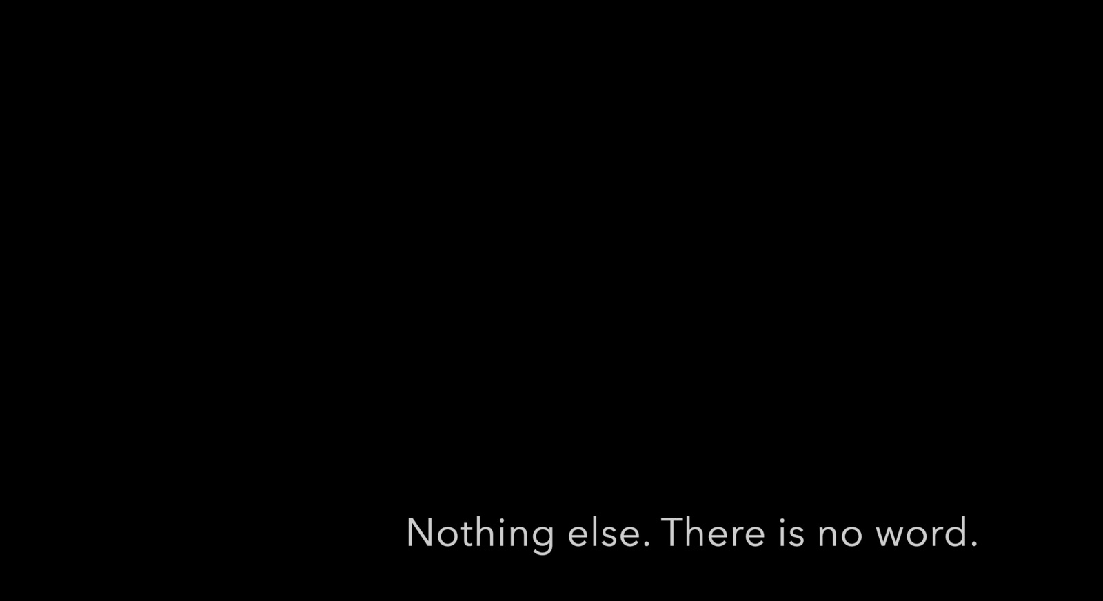Black frame with the subtitle: Nothing else. There is no word.